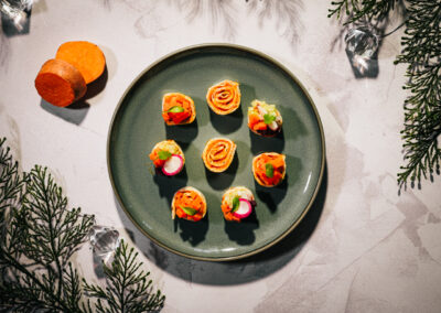 Smoked Salmon Sweetpotato Blinis