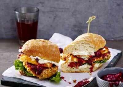 Sweetpotato Burger with Cranberry Ketchup