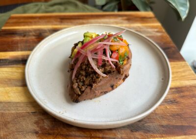 Vegetarian Hot Honey Loaded Sweetpotato