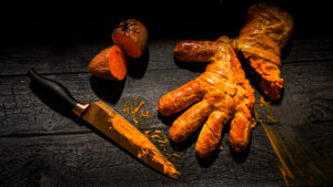 Vegetarische Süßkartoffel-Würstchen-Rolle