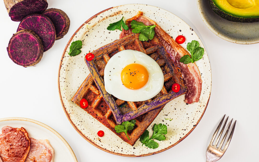 Savoury Purple Sweetpotato Waffles