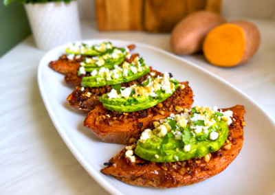 Caramelised Sweetpotatoes with a Spiced Walnut Mince